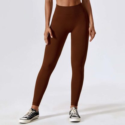 Ribbed Butt-Lifting Seamless Yoga Pants for Women Quick-Dry Running Compression Leggings High-Waisted Fitness Tights - Image 4