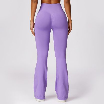 Wide-Leg Seamless Butt-Lifting Yoga Flare Pants with High Waist Tummy Control Leisure Sports Pants - Image 2
