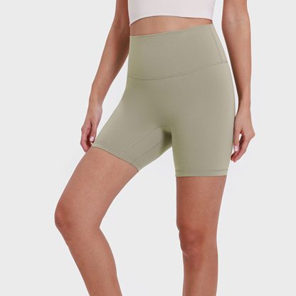 New Naked Sensation Seamless Solid Color Yoga Shorts Dual-Sided Brushed Compression Elastic Fitness Three-Quarter Pants for Women - Image 5