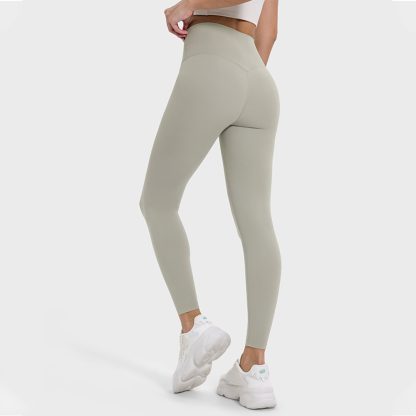 Dual-Sided Brushed Naked Sensation Yoga Leggings for Women High-Waisted Butt Lifting Elastic Fitness Nine-Quarter Pants with No Embarrassing Lines - Image 2