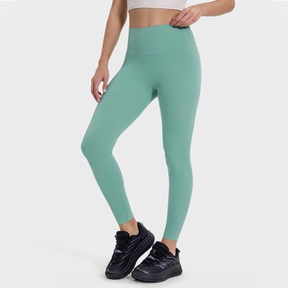 Dual-Sided Brushed Naked Sensation Yoga Leggings for Women High-Waisted Butt Lifting Elastic Fitness Nine-Quarter Pants with No Embarrassing Lines - Image 3