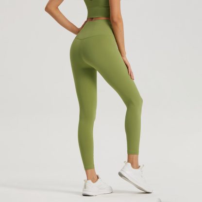 Bare Sensation Anti-Roll Edge Yoga Leggings for Women Lycra Pocket Peach High-Waisted Nine-Quarter Base Fitness Pants - Image 2