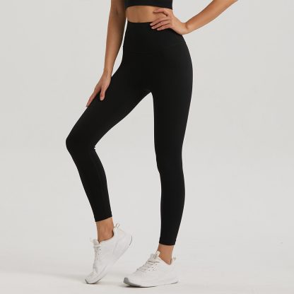 Bare Sensation Anti-Roll Edge Yoga Leggings for Women Lycra Pocket Peach High-Waisted Nine-Quarter Base Fitness Pants - Image 3