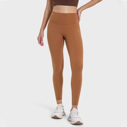 Dual-Sided Brushed Naked Sensation Yoga Leggings for Women High-Waisted Butt Lifting Elastic Fitness Nine-Quarter Pants with No Embarrassing Lines - Image 5