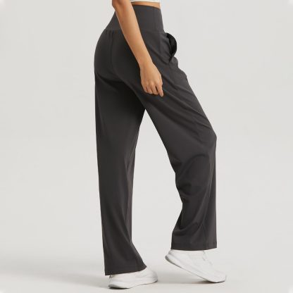 Naked Sensation High-Waisted Yoga Wide Leg Pants for Women Elevate Petite Figures with a Flowy Silhouette and Breathable Comfort - Image 2