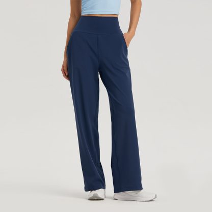 Naked Sensation High-Waisted Yoga Wide Leg Pants for Women Elevate Petite Figures with a Flowy Silhouette and Breathable Comfort - Image 3