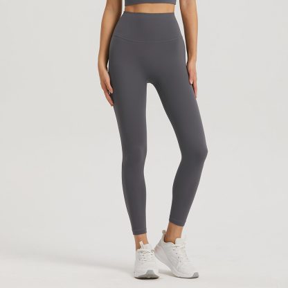 Bare Sensation Anti-Roll Edge Yoga Leggings for Women Lycra Pocket Peach High-Waisted Nine-Quarter Base Fitness Pants - Image 6