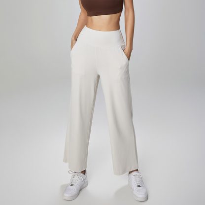 Naked Sensation High-Waisted Yoga Wide Leg Pants for Women Elevate Petite Figures with a Flowy Silhouette and Breathable Comfort - Image 5