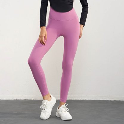 Thickened Fleece Autumn/Winter Naked Sensation Yoga Pants for Women High-Waisted Fleece-Lined Compression Leggings for Peach Lift and Fitness - Image 5