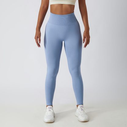 Seamless High-Waisted Breathable Yoga Pants for Women Perfect for Outdoor Running and Fitness - Image 4