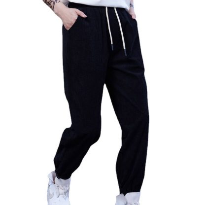 Custom Unisex Black Gym Leggings Loose Tide Winter Joggers - Image 3